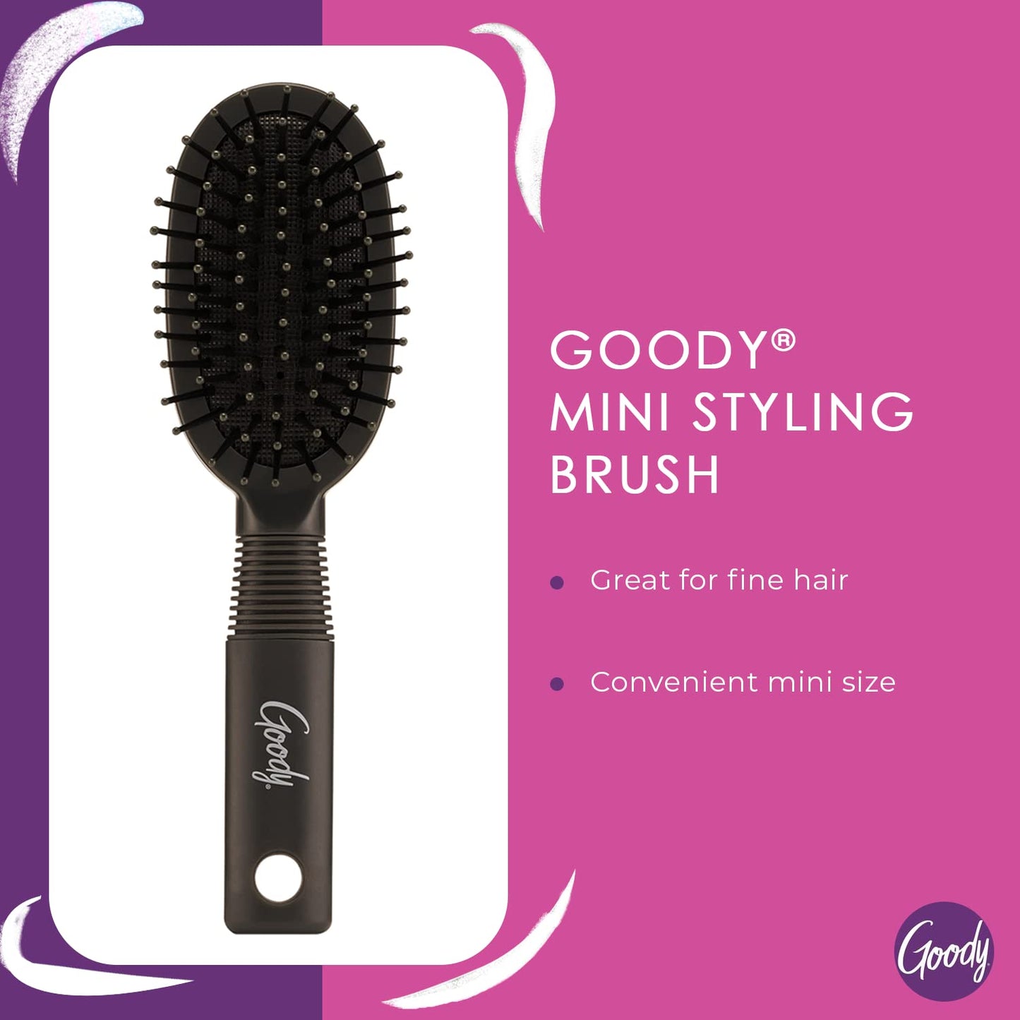 Goody Mini Cushion Hair Brush - Oval Travel Hairbrush for All Hair Types, Tangles Knots With Ease Without Tears or Breakage - Pain-Free Hair Beauty & Personal Care GOODY