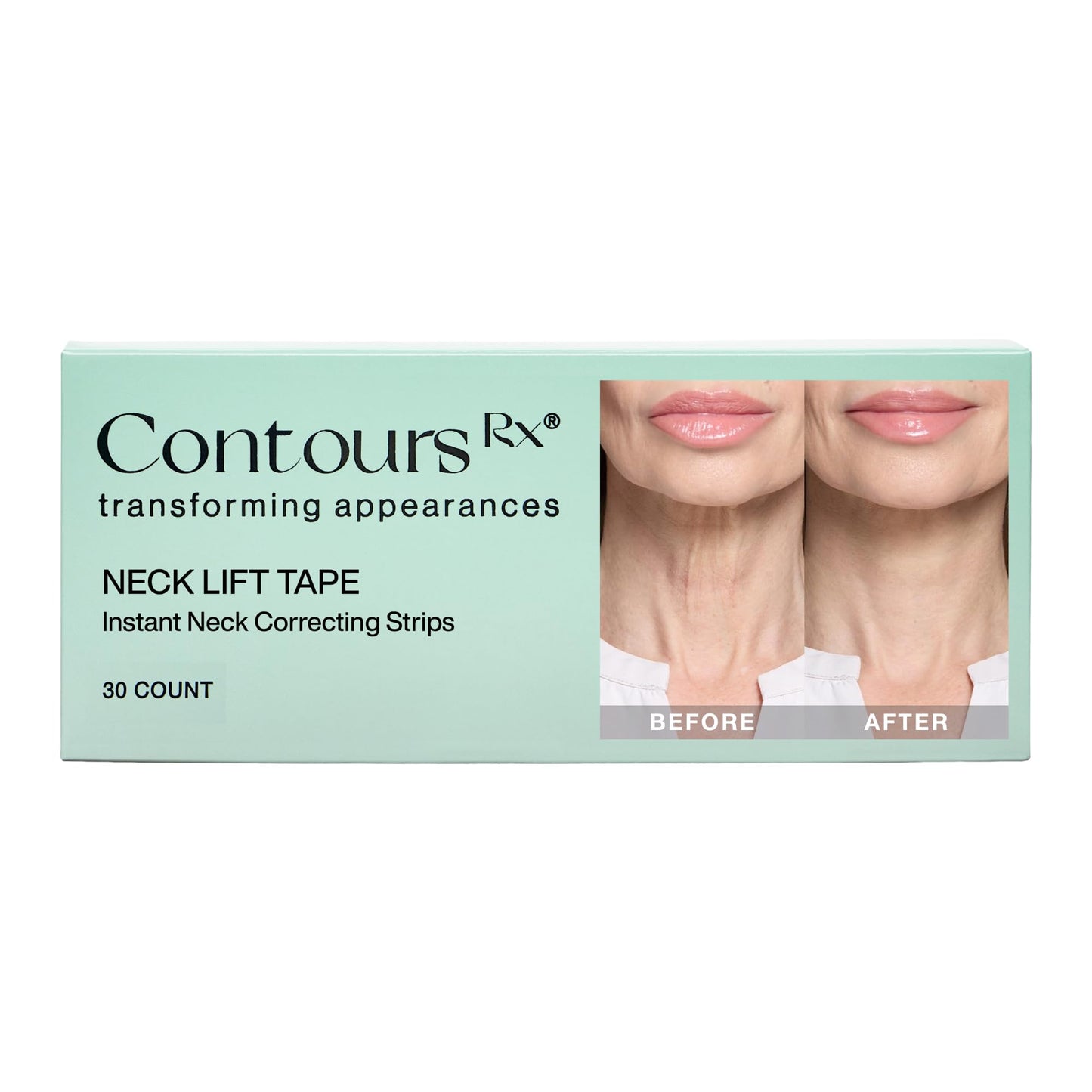 Contours Rx Neck Tightening Tape (30 Count) - Moisturizing Invisible Neck & Décolleté Strips - Instantly Smoothens & Tightens Neckline - Cosmetic Tape Beauty & Personal Care Contours Rx