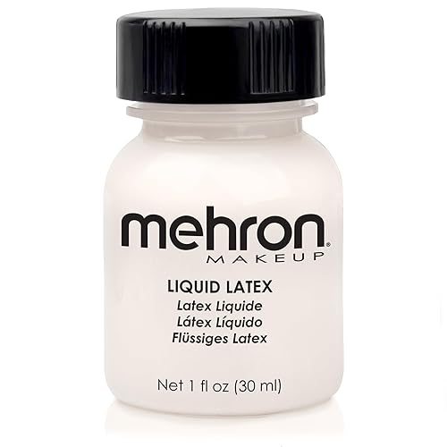 Mehron Makeup Liquid Latex | SFX Makeup | Halloween | Latex Glue for Skin | Prosthetic Glue 1 fl oz (30 ml) (Clear Flesh) Beauty & Personal Care Mehron