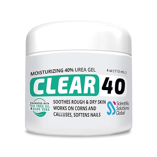 CLEAR 40, 40% Urea Gel, 4 oz w/Tea Tree & Coconut Oil, Aloe Vera Extract, Works on Calluses & Corns, Moisturizes & Softens Cracked Heels, Feet Beauty & Personal Care Scientific Solutions Global