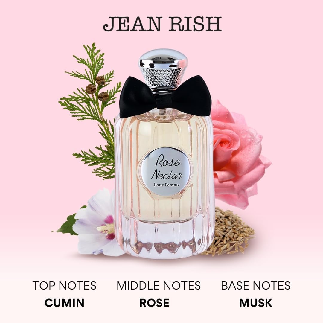 Jean Rish Rose Nectar Perfume for Women Eau De Parfum, Long-Lasting Luxury Fragrance, Made In USA - Rose, Cedar, Musk Scent - 100ml / 3.4 oz Beauty & Personal Care Jean Rish
