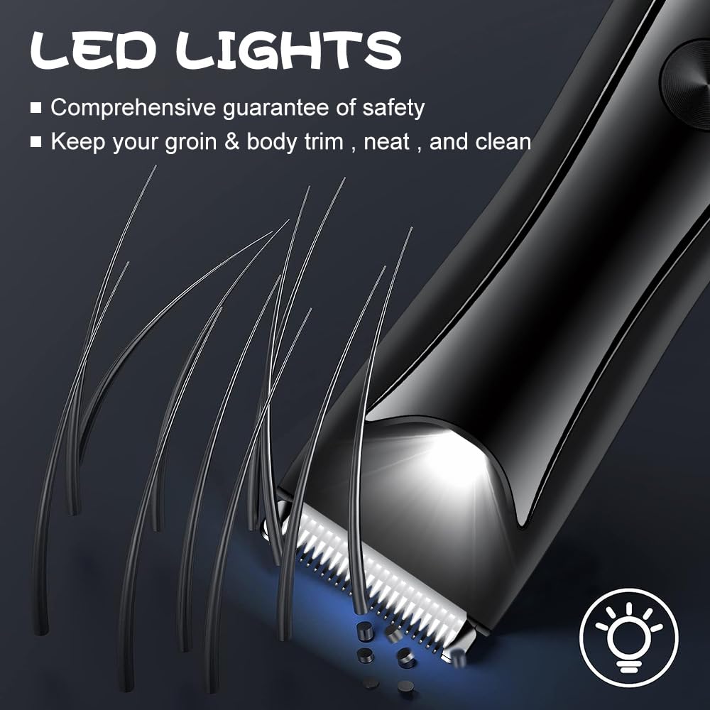 QDKVTNDJZ Body Hair Trimmer for Men, Pubic Groin for with Detachable Blade, Cordless Ball Shaver w/Light, Charging Dock, Waterproof Chest Arm Back Leg Beauty and Personal Care QDKVTNDJZ