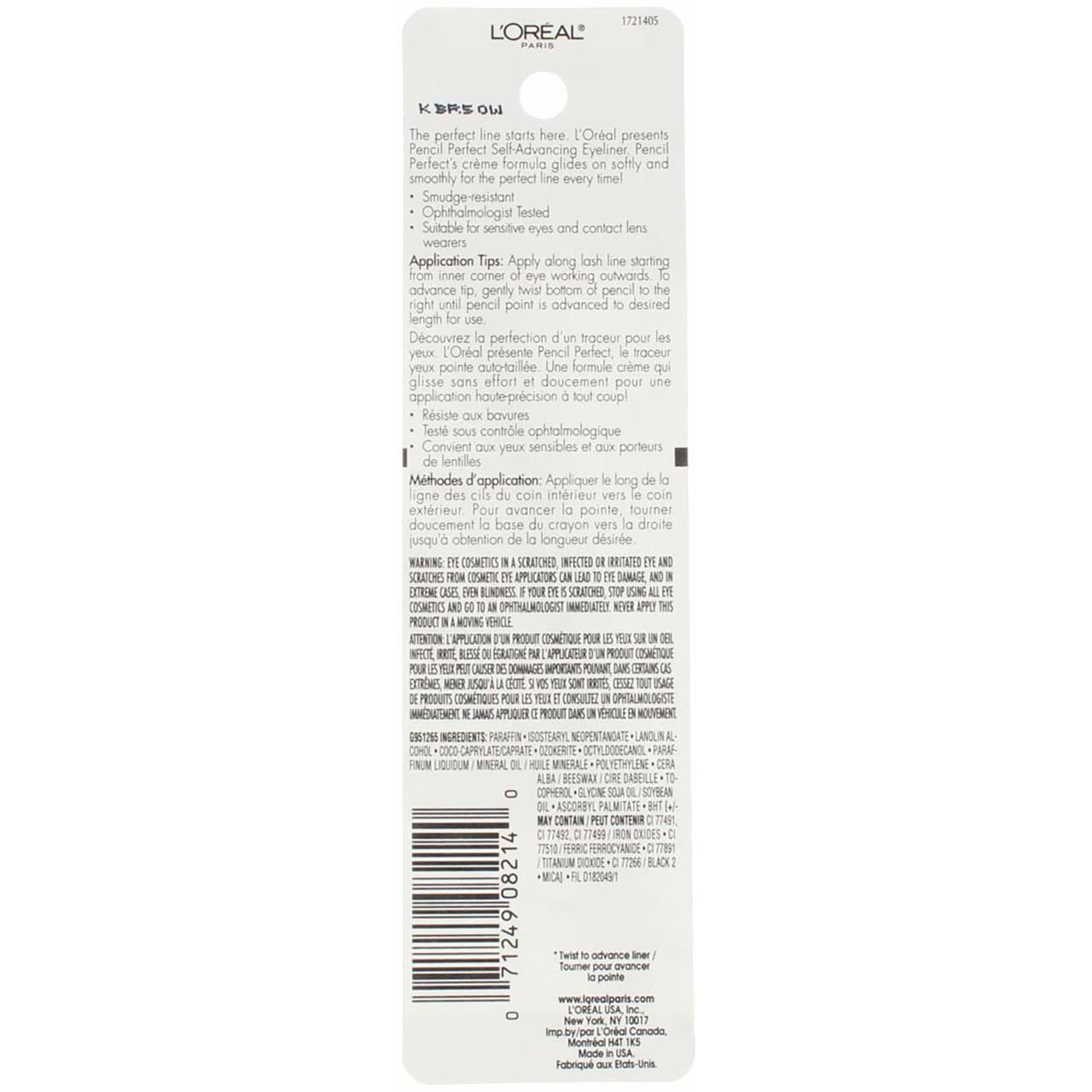 L'Oréal Paris Pencil Perfect Self-Advancing Eyeliner, 130 Espresso (Pack of 2) Beauty & Personal Care L'Oreal Paris