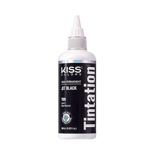 Red by Kiss Tintation Semi-Permanent Hair Color, Aloe Vera Water Based, Argan Oil, Olive Oil, Collagen & Keratin, Long-Lasting Color Dye (Jet Black, 5 Beauty & Personal Care Red By Kiss