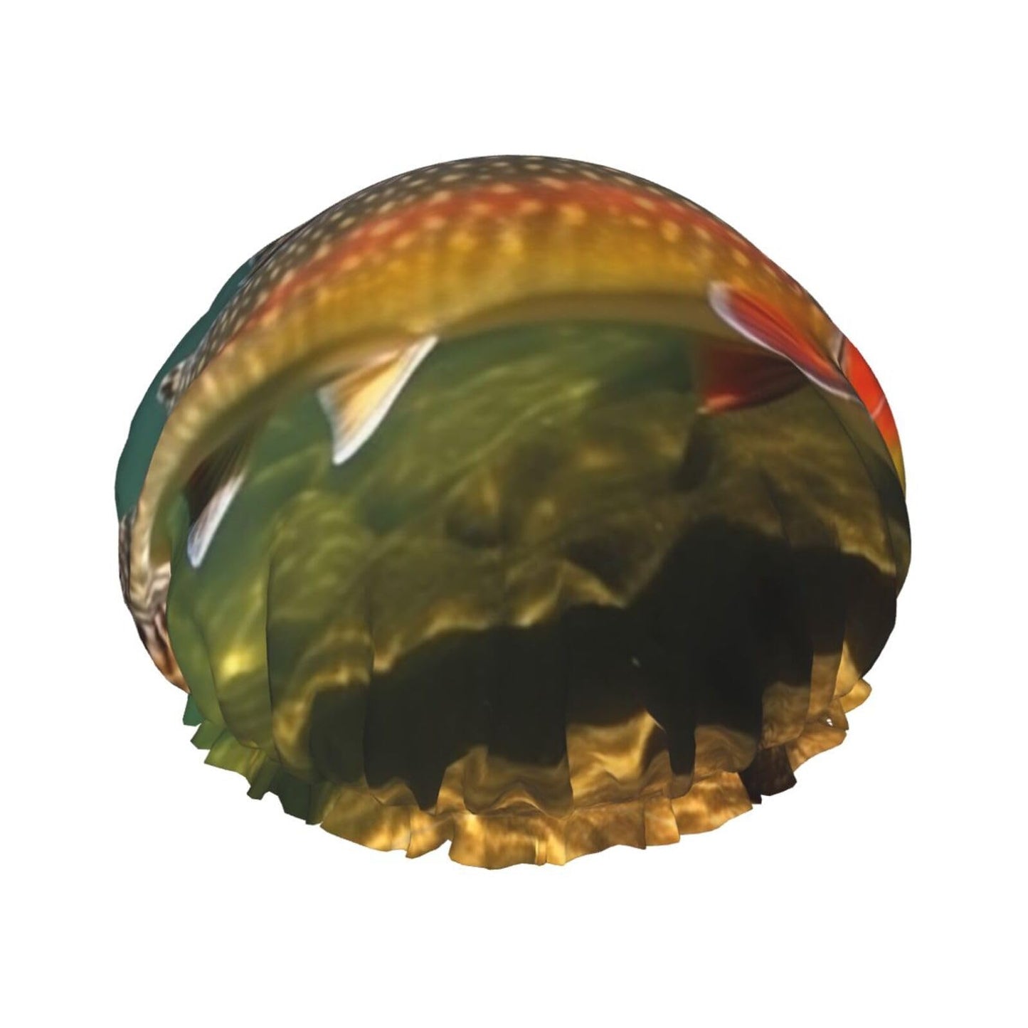 Brook Trout Fly Fishing Shower Cap for Women Men Large Reusable Shower Bonnet Double-Layer Waterproof Bath Caps Elastic Band Hair Hat for All Beauty and Personal Care BWLHJKE
