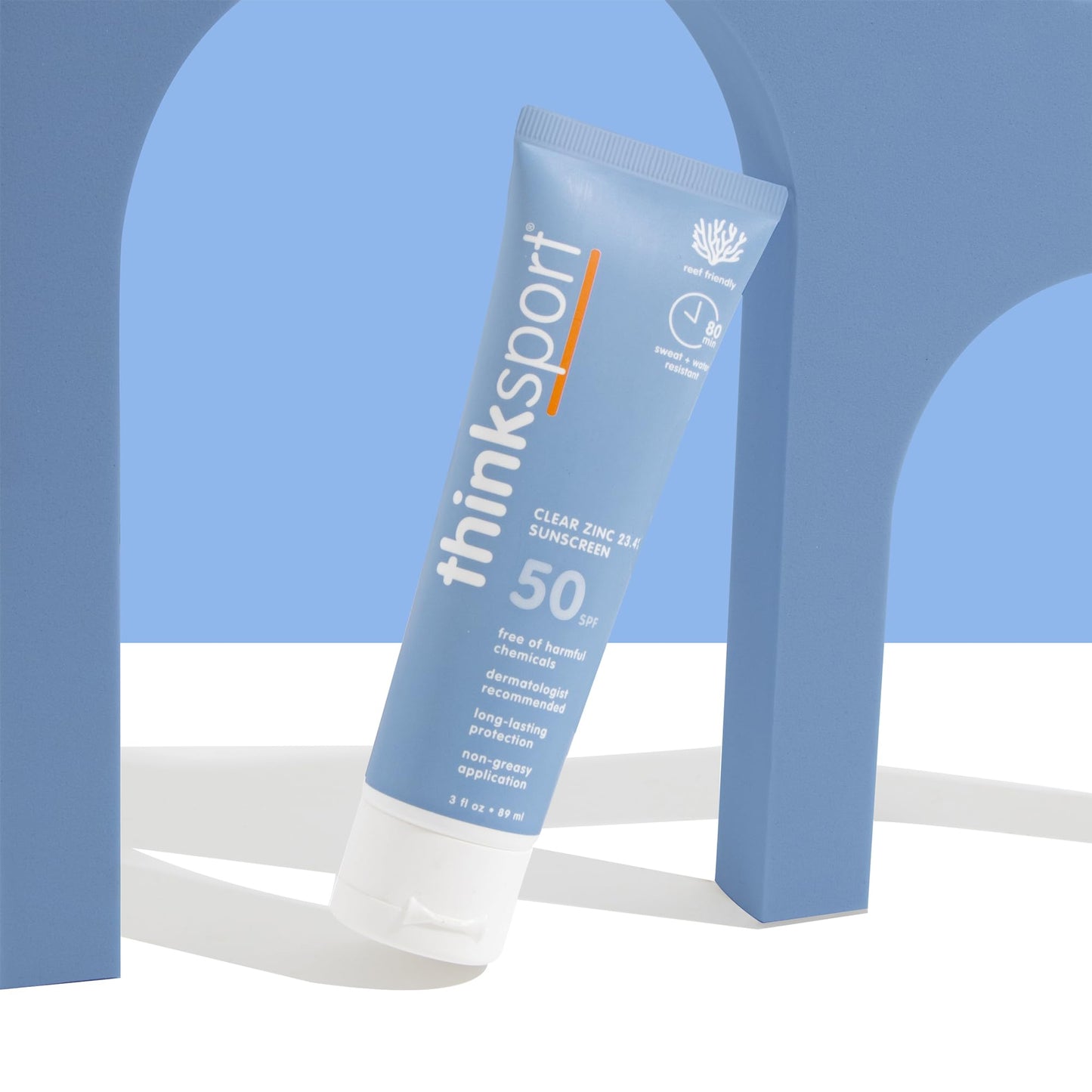 Thinksport SPF 50+ Mineral Sunscreen with Clear Zinc Oxide, 3 Fl Oz - Safe, Natural, Water Resistant, Broad Spectrum UVA/UVB Sun Screen for Sun Beauty & Personal Care THINK