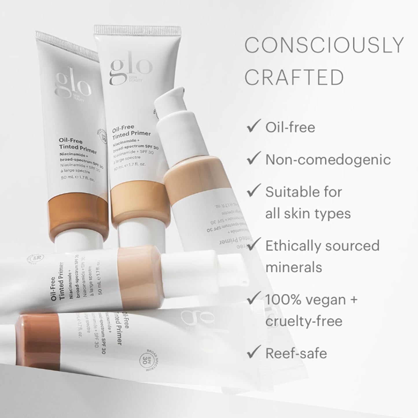 Glo Skin Beauty Oil-Free Tinted Primer SPF 30 - Mineral Makeup for Face, 4-in-1 Foundation Primer, Sheer Coverage, Skincare & Sunscreen With Broad Beauty & Personal Care Glo Skin Beauty