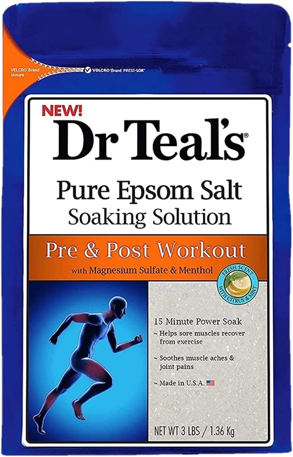 Dr Teal's Pre & Post Workout Bath Soak Gift Set (2 Pack, 3lbs Ea) - 15 Minute Power Soak with Magnesium Sulfate & Menthol - Essential Oils Blended Beauty and Personal Care Dr Teal's