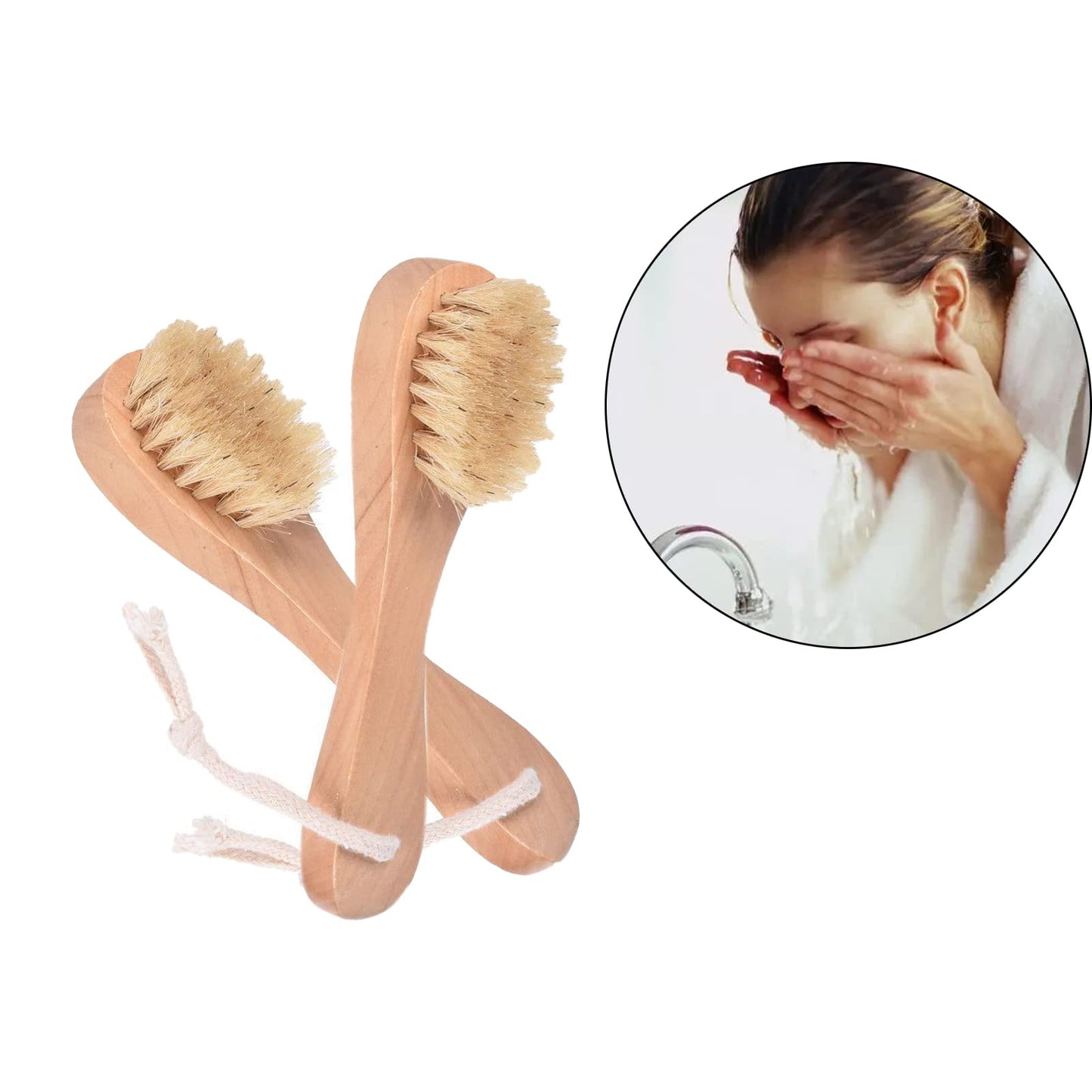 6 Pcs Face Exfoliator Brush Dry Brush Natural Bristles Wooden Face Cleaning Brush, Facial Cleansing Brush Face Wash Scrub Exfoliator Brush for Face Beauty & Personal Care KFZDCG
