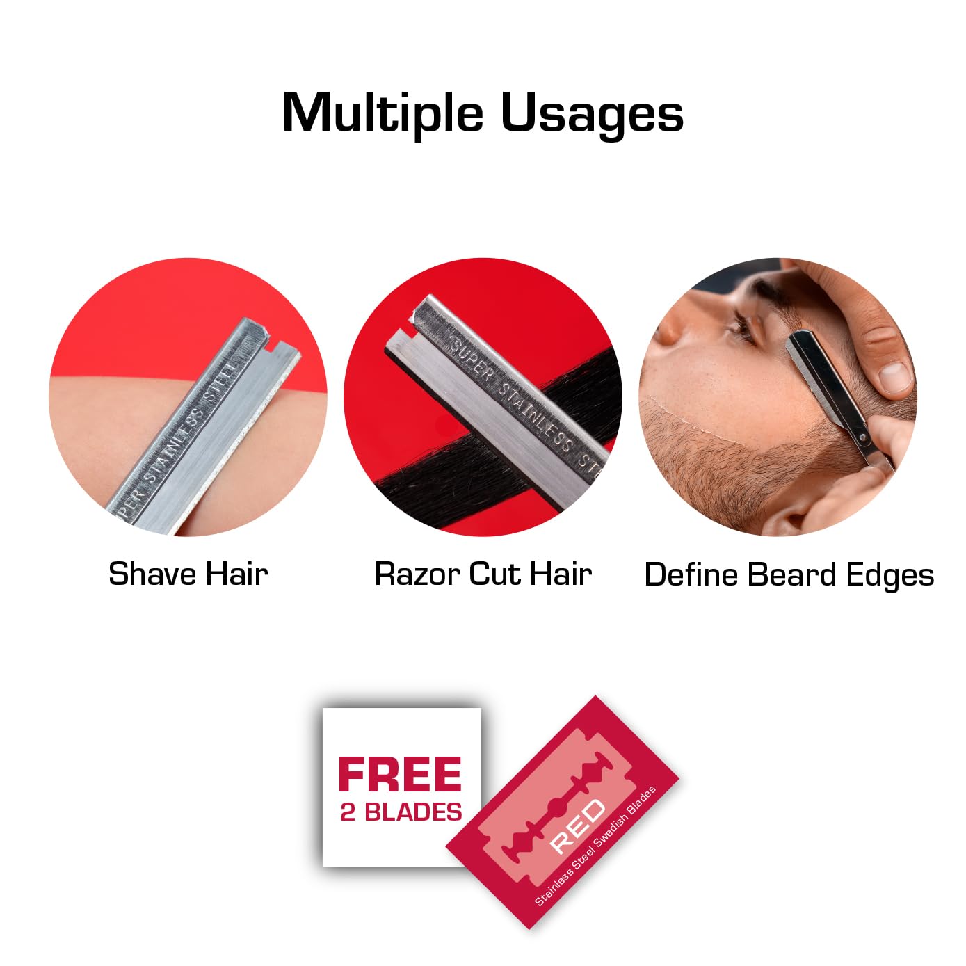 RED by Kiss Stainless Steel Hair Saper, Shaving Razor Blades Edge Trimmer Hair Removers for Men, Blades Hair Shaver (Disposable Shaver) Beauty and Personal Care Red by Kiss