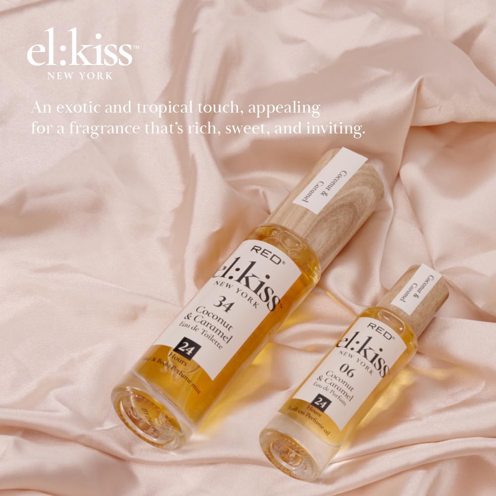 EL:KISS Hair Perfume & Body Mist, Coconut & Caramel Eau de Toilette 30mL (1.01 Fl Oz), Hydrating & Long-Lasting, Alcohol-Free & Mineral Oil-Free Beauty & Personal Care EL:KISS