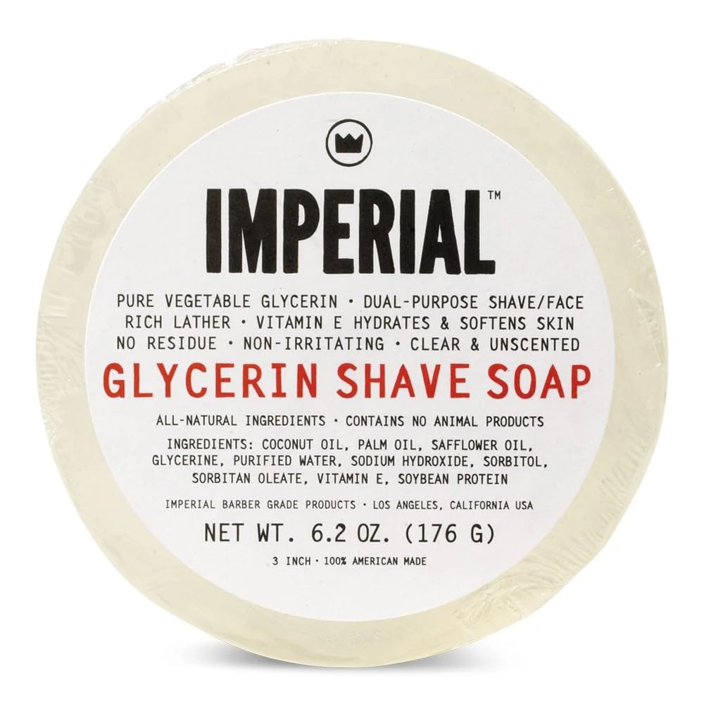 Imperial Barber Glycerin Soap Puck for Shave & Face Use, 6.2 oz Beauty and Personal Care Imperial Barber Grade Products