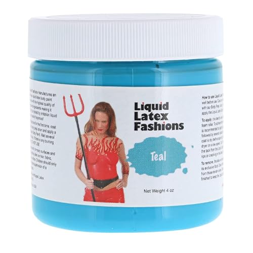 Teal 4 Oz - Liquid Latex Body Paint, Ammonia Free No Odor, Easy On and Off, Cosplay Makeup, Creates Professional Monster, Zombie Arts Beauty & Personal Care Liquid Latex Fashions