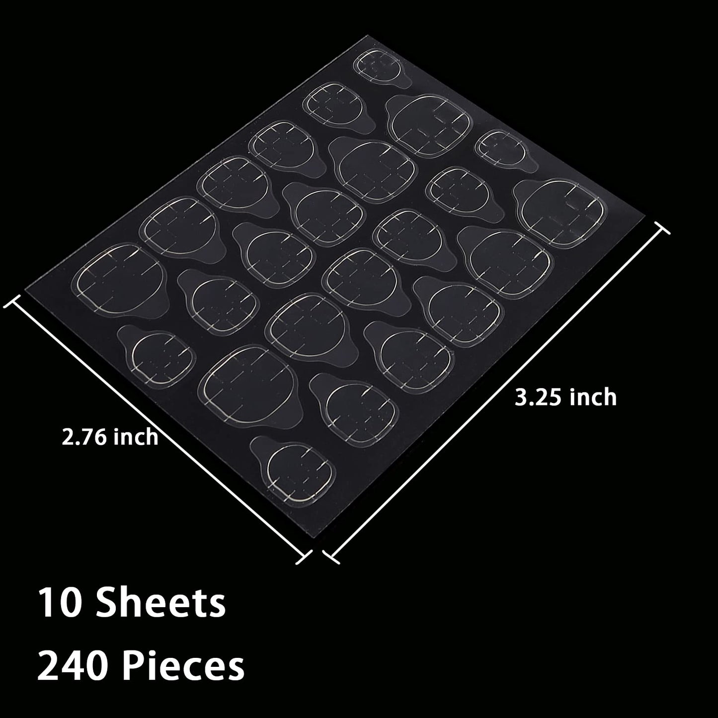 Laza 240 Pcs Thin Breathable Adhesive Tabs Fake Nail Glue Sticker 10 Sheets Super Sticky Double Sided Tips (Germany Jelly Gel) Flexible for Acrylic Beauty & Personal Care Laza