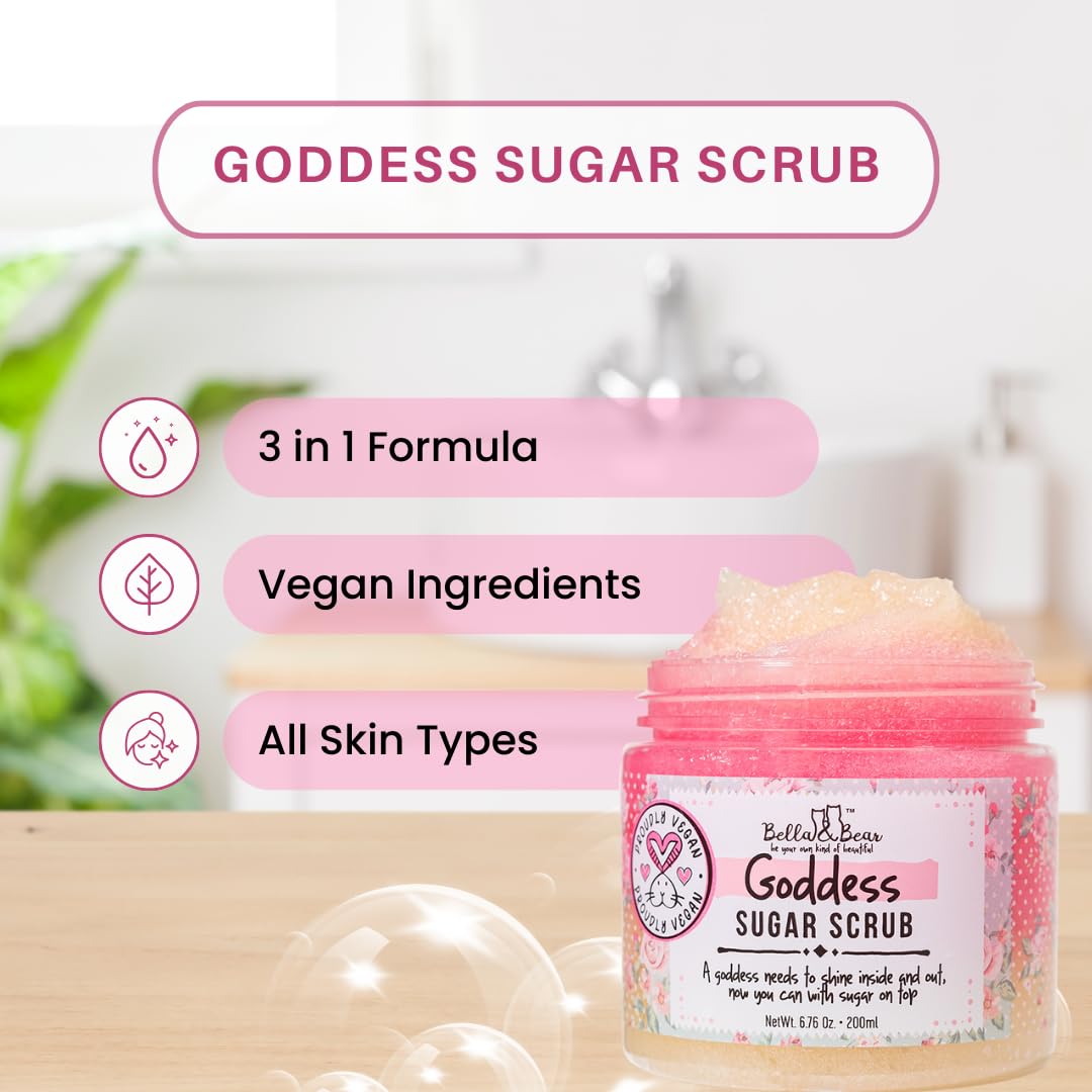 Bella & Bear Body Scrub & Body Butter Set - Goddess Spa Gift Set for Women - Vegan Self Care Bath Set, Mango Pineapple Coconut Scent Beauty and Personal Care Bella and Bear