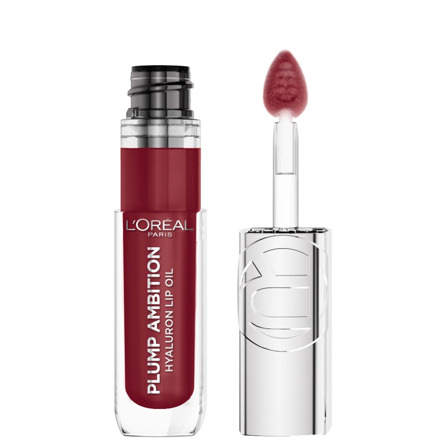 L'Oreal Paris Plump Ambition Hyaluron Lip Oil, 24 HR Lip Gloss with Hyaluronic Acid, Volumizing Formula with Glass-Like Shine, Berry Jolie 490, 0.16 Beauty & Personal Care L'Oreal Paris