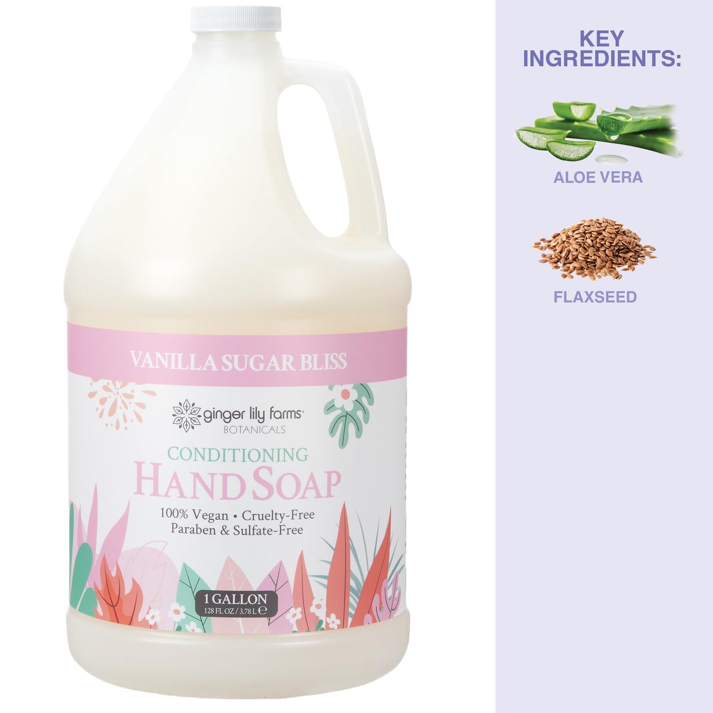 Ginger Lily Farms Botanicals Conditioning Liquid Hand Soap Refill, 100% Vegan & Cruelty-Free, Vanilla Sugar Bliss Scent, 1 Gallon (128 fl oz) Beauty & Personal Care Ginger Lily Farms