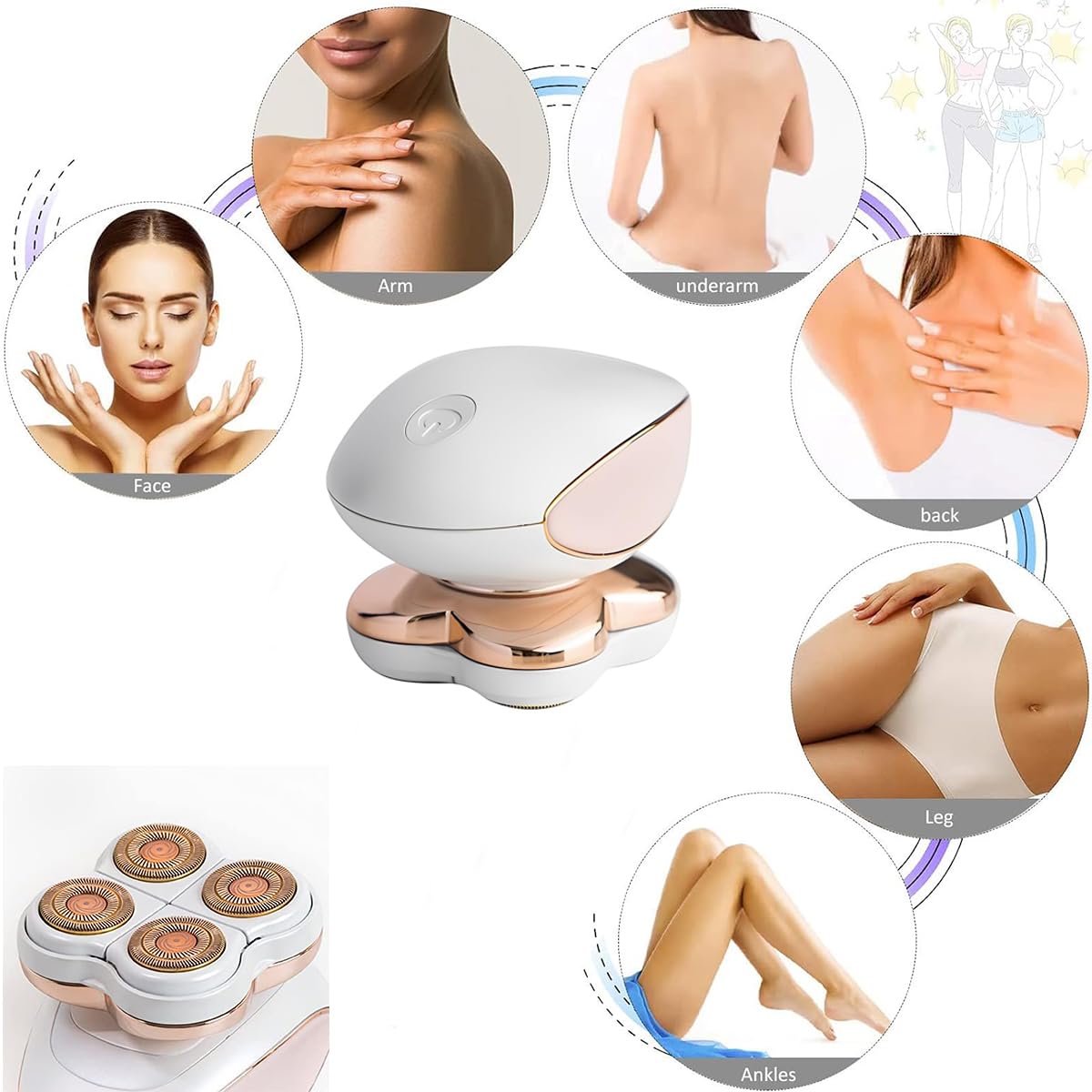 Electric Razors for Women, Facial Hair Removal, Shaver for Women, Wet and Dry Lady Hair Remover for Legs Body Face, Painless Womens Electric Shaver Beauty and Personal Care Muflylee