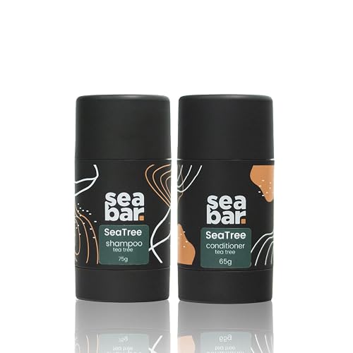 SeaBar Shampoo & Conditioner Bar Set - All Natural Hair Shampoo - Vegan, Sulfate-Free, Eco Friendly Zero Waste Reusable Packaging with Travel Beauty & Personal Care SeaBar