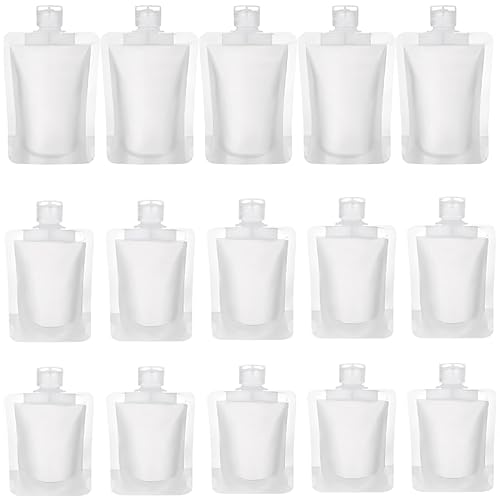 TUZAZO 15 Pack Travel Pouches for Toiletries, TSA Approved Travel Size Container, Refillable Empty Small Stand Up Travel Pouches for Shampoo Beauty & Personal Care TUZAZO