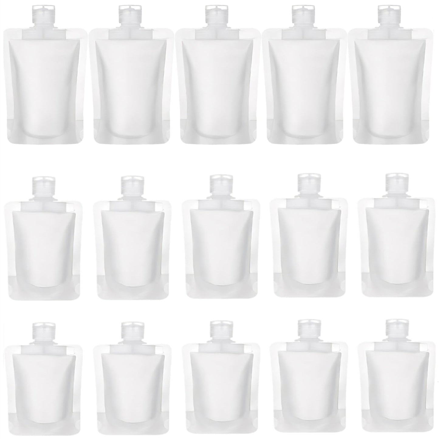 TUZAZO 15 Pack Travel Pouches for Toiletries, TSA Approved Travel Size Container, Refillable Empty Small Stand Up Travel Pouches for Shampoo Beauty & Personal Care TUZAZO