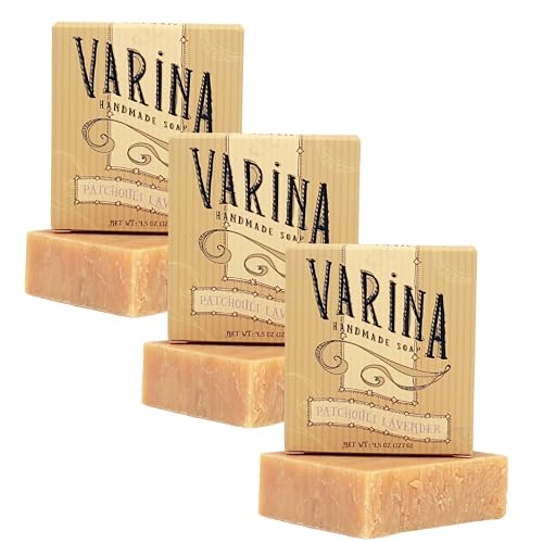 Varina Patchouli Lavender Soap - Gentle Cleansing for Sensitive Skin, Earthy Scents - 3 Pack - Goat Milk Soap Beauty & Personal Care Varina