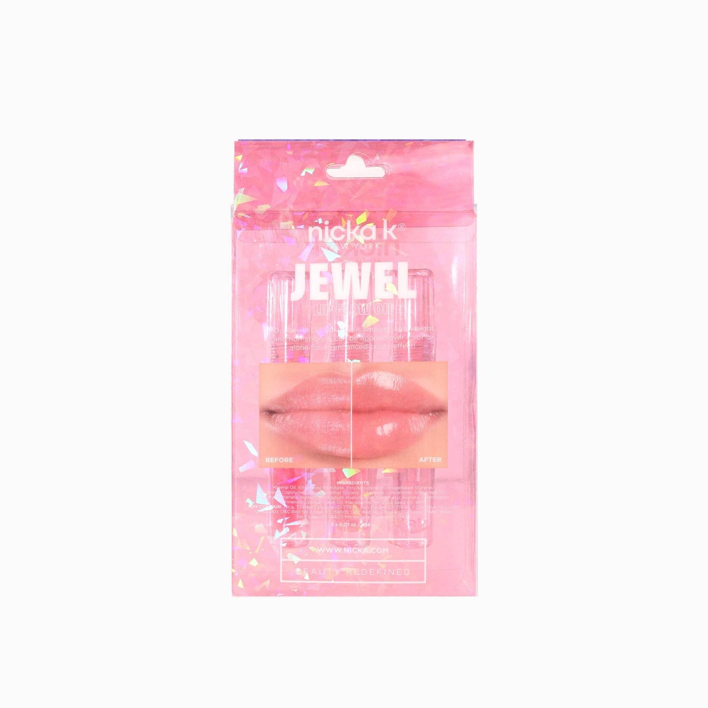 NICKA K NEW YORK Jewel Lip Glow Oil, Glossy Lips, Smooth, Lightweight, Non-Sticky (MLGGO1 Ruby Rose) Beauty & Personal Care NICKA K NEW YORK
