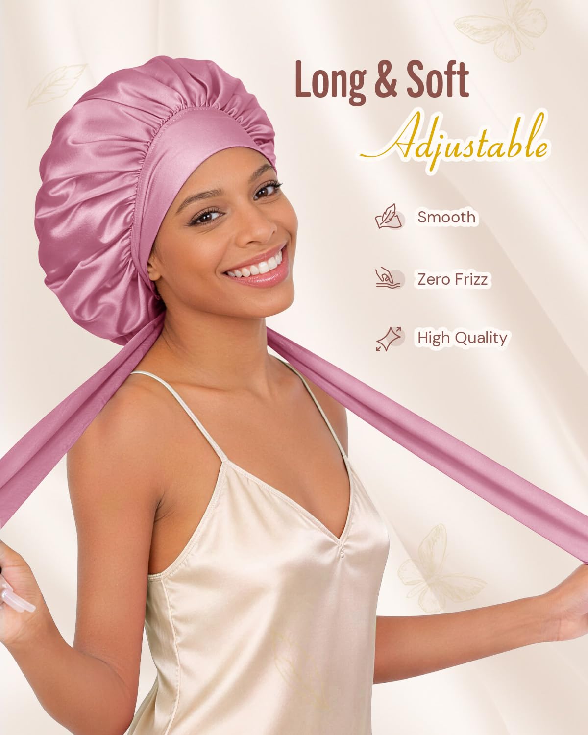 Bonnet Queen Silk Bonnet Satin Bonnet with Tie Band Hair Bonnet for Sleeping Night Sleep Hat for Women