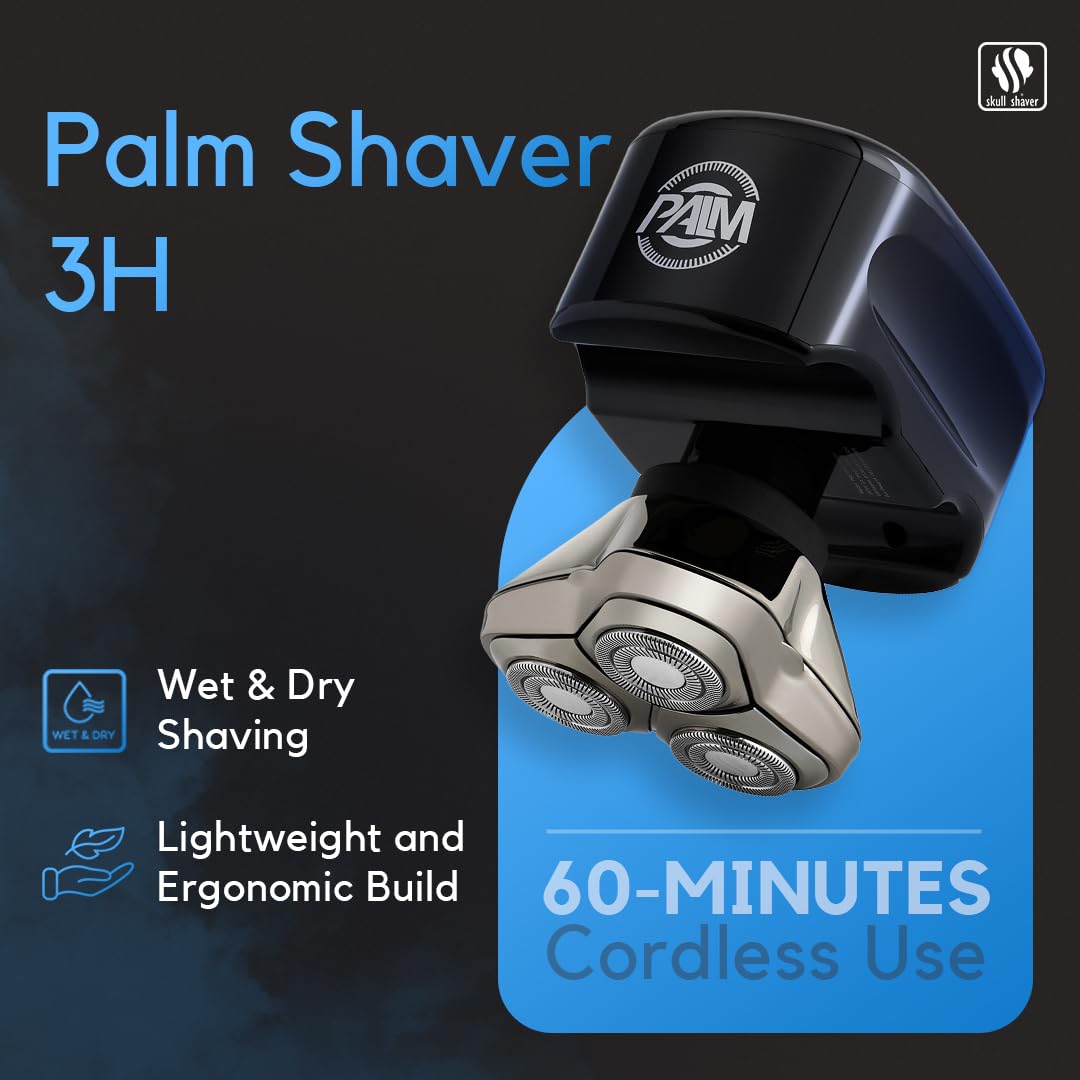 Skull Shaver Palm Shaver for Men - Head & Face Razor - Ergonomic Design - Waterproof Cordless Razor - Travel Friendly - Grooming Gift for Bald Men Beauty and Personal Care Skull Shaver