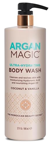 Argan Magic Ultra-Hydrating Body Wash with Hyaluronic Acid & Argan Oil - Cleanses, Revives & Moisturizes | Paraben Free, (32 oz) Beauty & Personal Care Argan Magic
