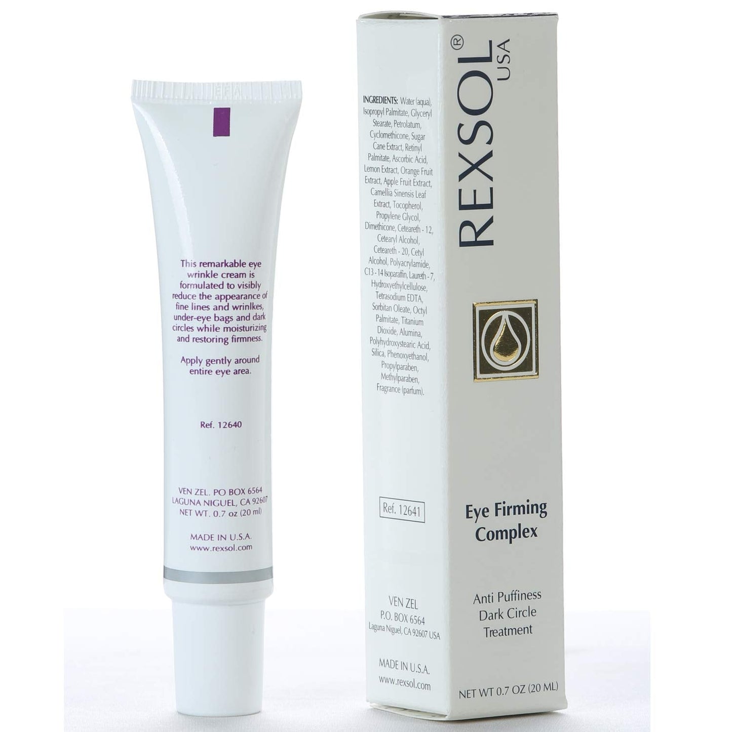 REXSOL Eye Firming Complex Anti-Puffiness & Dark Circle Treatment | Under Eye Cream For Dark Circles and Puffiness (20 ml/0.7 oz) Beauty & Personal Care REXSOL
