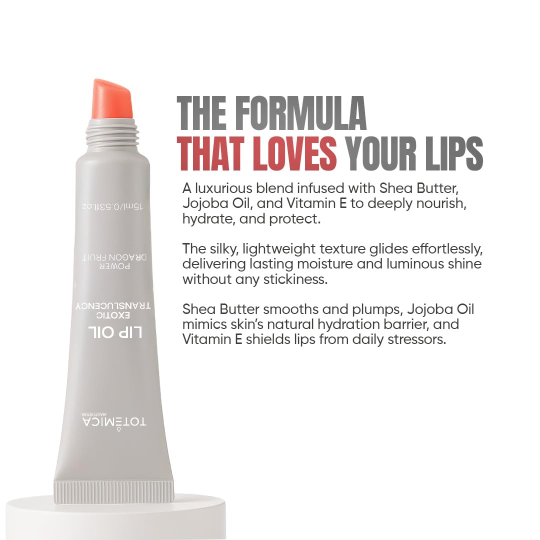 TOTEMICA Lip Oil for women by Ana Patricia, Hydrating Exotic Translucency, Glossy Lip Balm Shine with Shea Butter & Jojoba Oil, Non-Sticky Lip Gloss Beauty and Personal Care TOTEMICA
