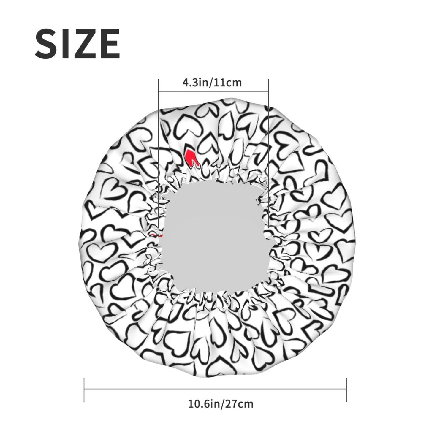 Love Hearts Shower Cap For Women Reusable Waterproof Double Layers Bath Cap Hair Protection Elastic Ladies Spa Salon Shower Hat Beauty and Personal Care YUZEKABZ