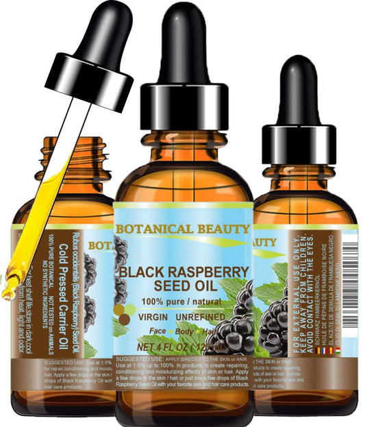 Botanical Beauty BLACK RASPBERRY SEED OI 100% Pure Natural Undiluted Virgin Unrefined Cold Pressed Carrier Oil for Face, Skin, Hair, Lip, Nails (4 Fl Beauty & Personal Care Botanical Beauty