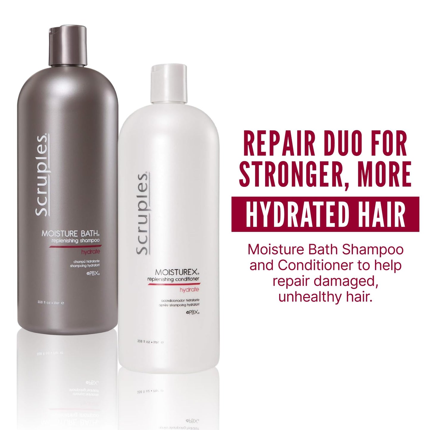 Scruples Moisture Bath Shampoo & Moisturex Conditioner Set - Nourishing & Moisturizing Duo for Dry, Frizzy Hair Repair (33.8 oz) Beauty & Personal Care Scruples