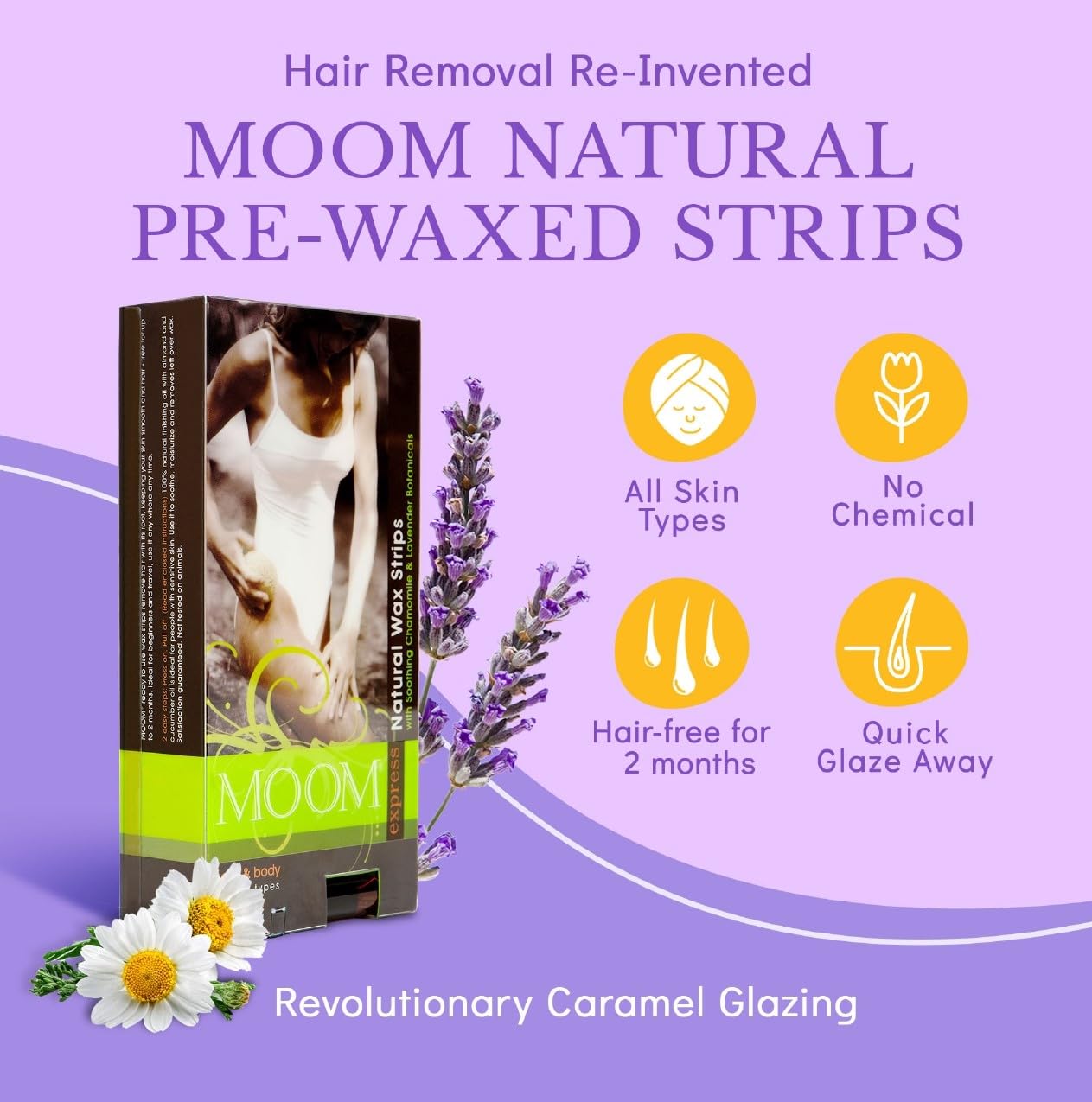 MOOM Express Ready to Use Wax Strips for Hair Removal - Body & Leg Wax Strips - Waxing Strips for women with Chamomile & Lavender and 0.27 Finishing Beauty and Personal Care MOOM