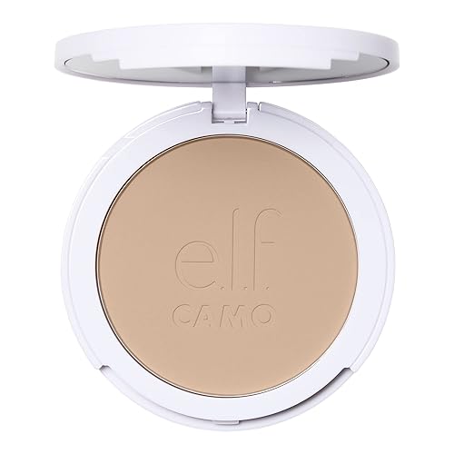 e.l.f. Camo Powder Foundation, Lightweight, Primer-Infused Buildable & Long-Lasting Medium-to-Full Coverage Foundation, Light 205 N Beauty & Personal Care e.l.f.