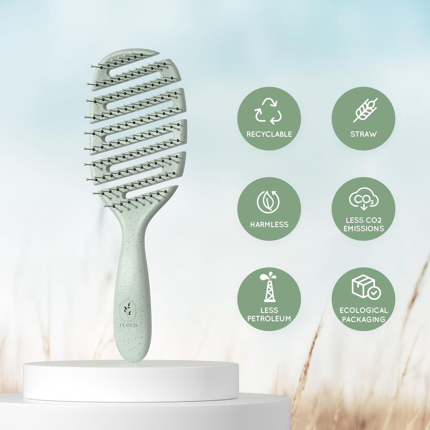 Ecoed Detangler Hairbrush, Soft Bristle Detangling Brush for Straight, Wavy, Curly and Fine Hair, Dry and Wet, Quick Smoothing for Women and Men Beauty & Personal Care ecoed