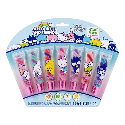Townley Girl Hello Kitty and Friends 7 Piece Swirl Lip Gloss, Girls Kids Party Favors, Lip Set for Girls, Perfect for Birthday Gifts, Plant Based, Beauty & Personal Care Townley Girl