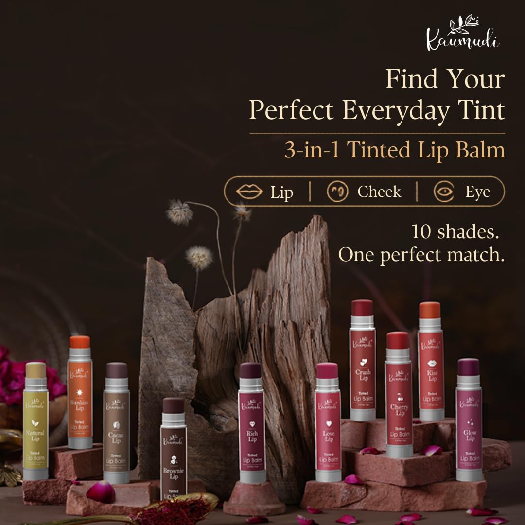 Kaumudi Handmade & Natural Lip Balm for Women & Men with Rose Damascena & Saffron Essential Oil (Brownie Lip) Beauty and Personal Care Kaumudi
