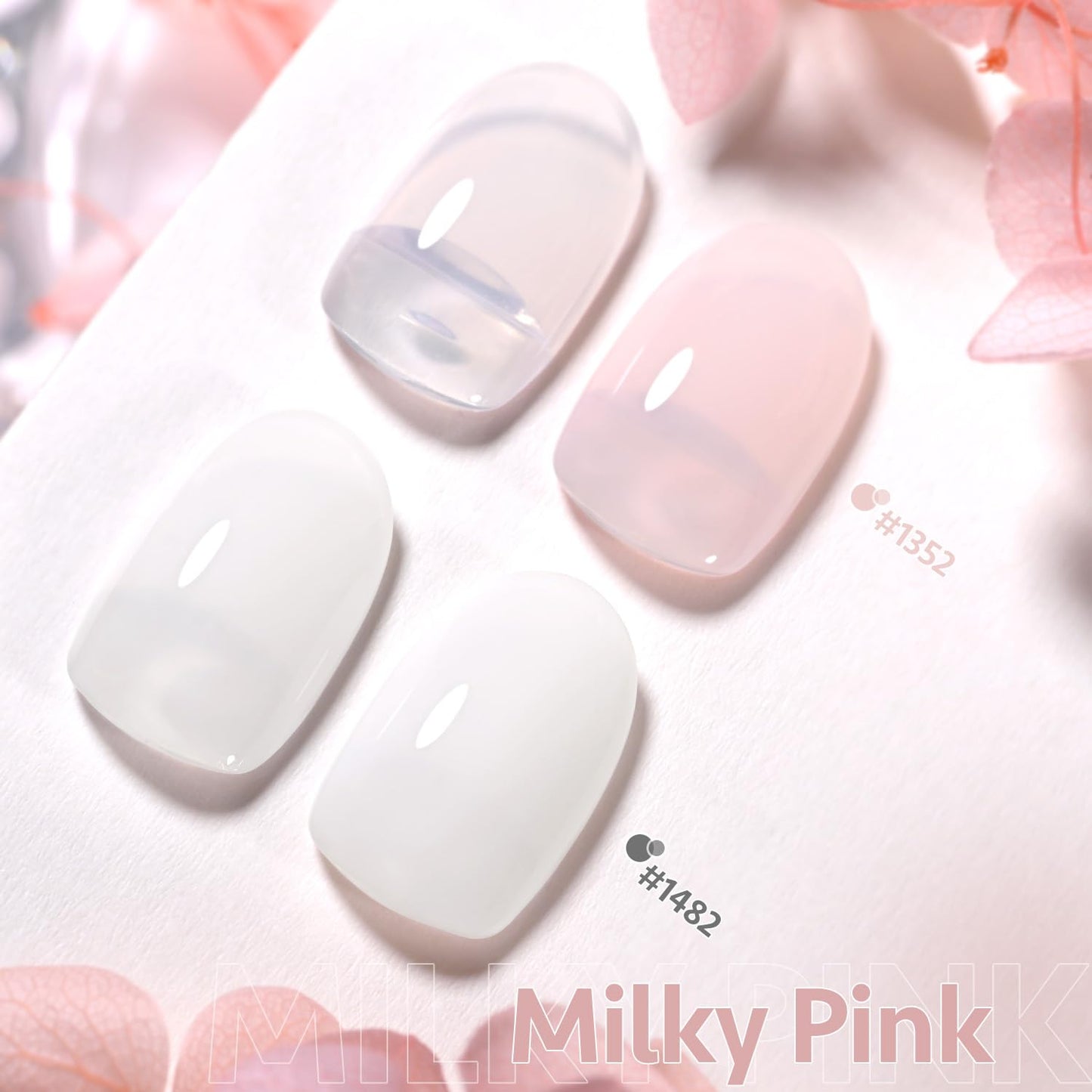 GAOY Sheer Light Pink Gel Nail Polish, 16ml 2 Colors 1352 1482 Jelly Milky White Translucent Soak Off UV Gel Polish Set for Nail Art DIY Manicure at Beauty and Personal Care GAOY