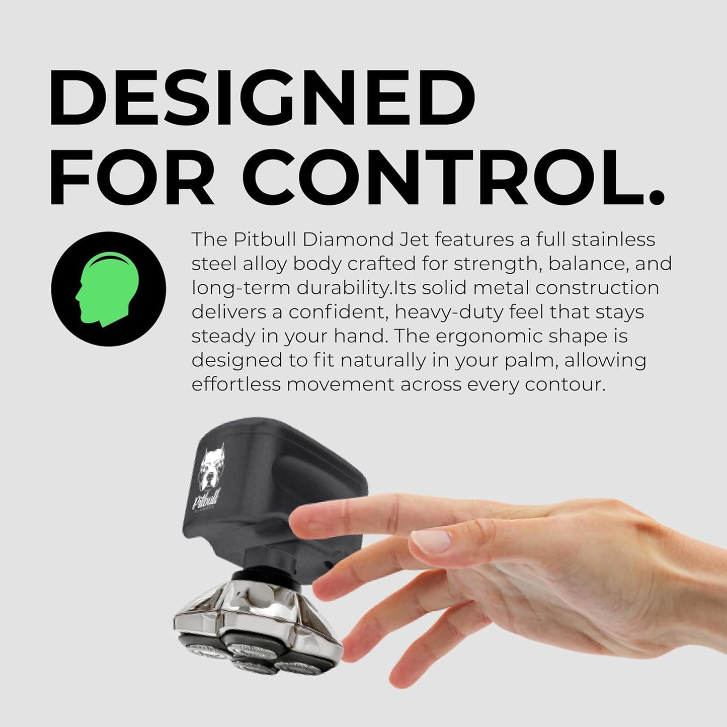 Skull Shaver Pitbull Diamond Jet - Cordless Electric Head Shaver with Turbo Mode, Wet & Dry Use (IPX7 Rating) - 120 Min Cordless Use - with PRO Beauty and Personal Care Skull Shaver