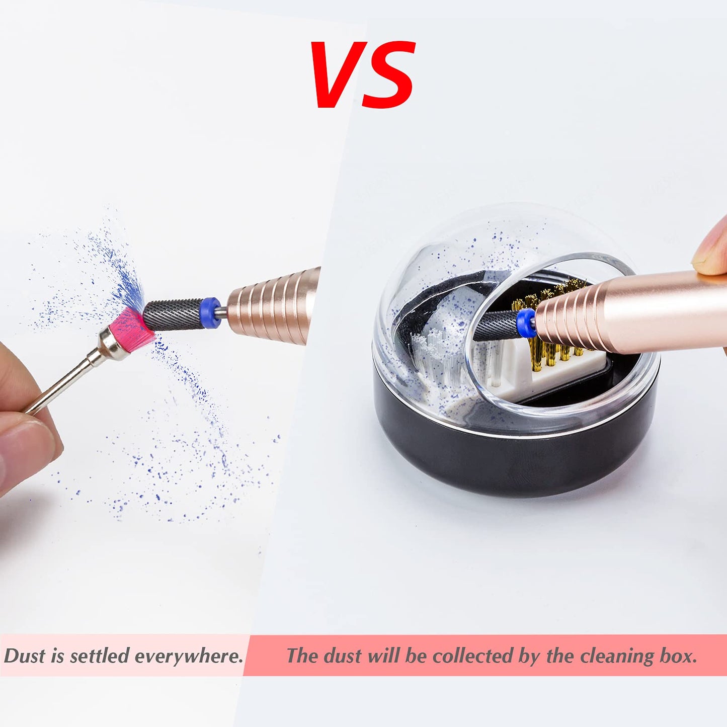 HiANNE Nail Art Cleaner Tool Case with Steel Wire Brush and Nylon Brush for Cleaning Carbide/Ceramic Nail Drill Bits, Anti-splash Design, Removable Beauty & Personal Care HiANNE