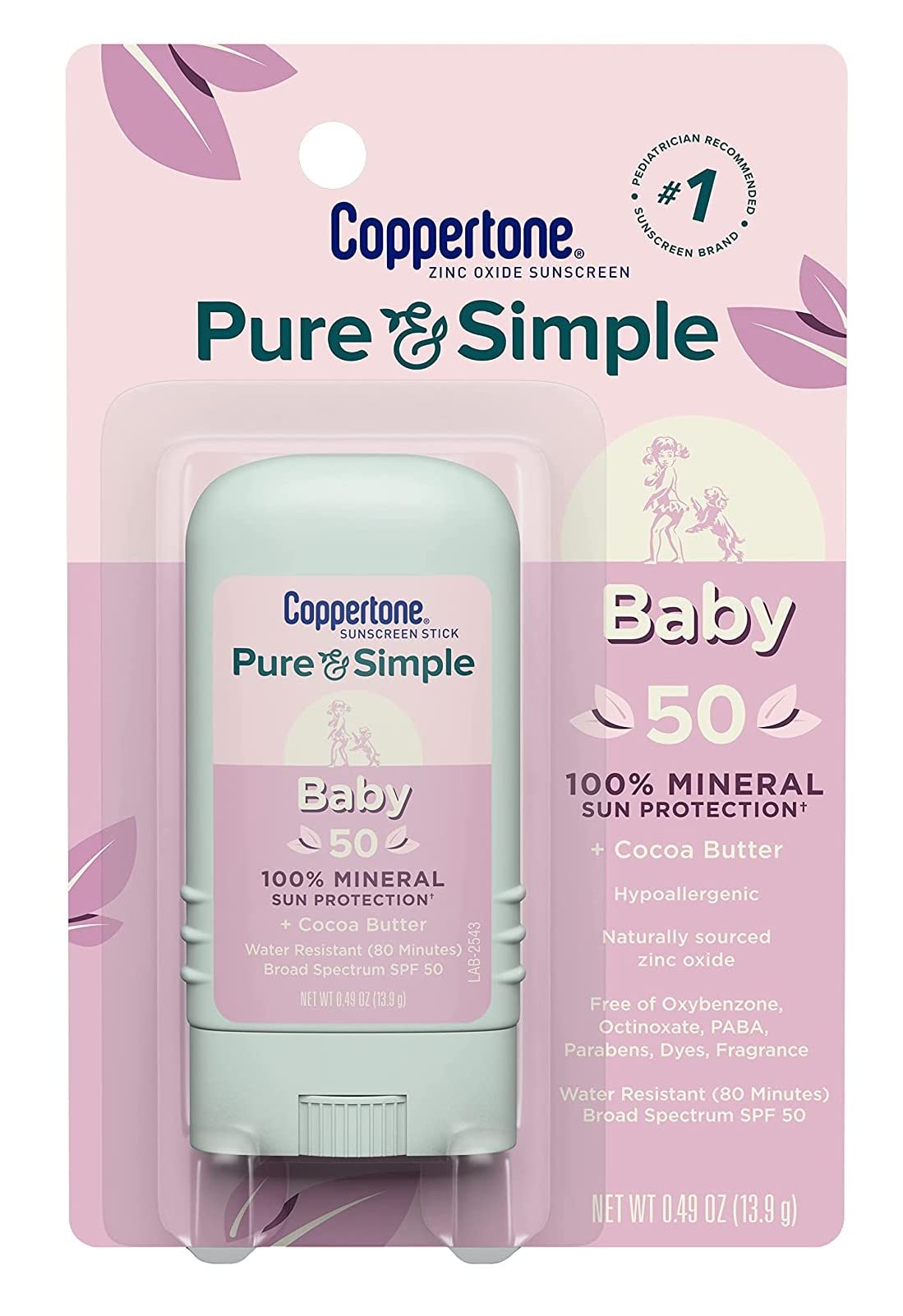 Coppertone Spf#50 Waterbabies Pure & Simple Stick 0.49 Ounce (14ml) (3 Pack) Beauty & Personal Care Coppertone