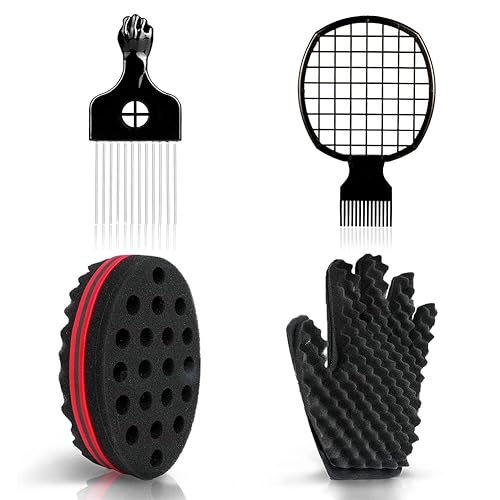 Selalu Curl Sponge Set with Glove, Metal Brush Pick and Twist Comb for Men and Women Beauty & Personal Care Selalu