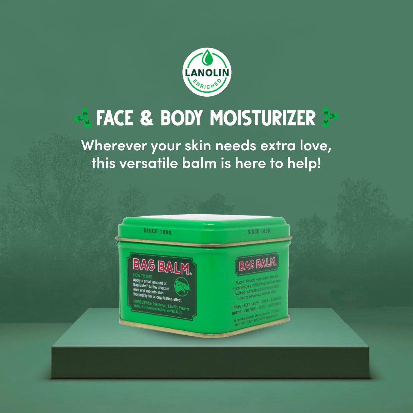 Bag Balm Vermont's Original Skin Moisturizer - Full Body Hydrating Skin Care: Dry Hands, Lips, Face, Feet & More - Unscented, Cruelty & Paraben Free Beauty & Personal Care Bag Balm