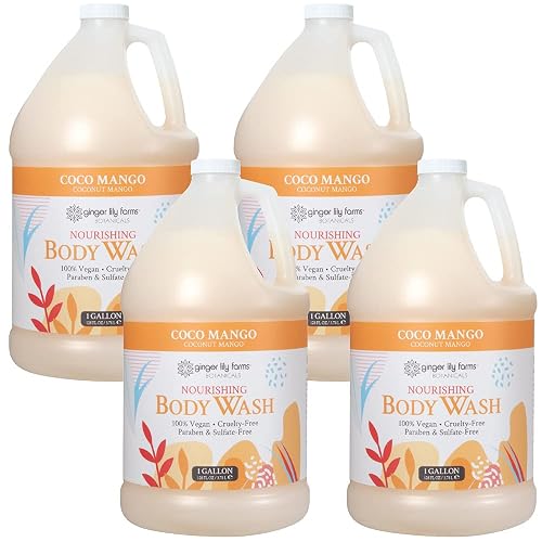 Ginger Lily Farms Botanicals Nourishing Body Wash, 100% Vegan & Cruelty-Free, Coconut Mango Scent, 1 Gallon Refill 128 Ounce (Pack of 4) Beauty & Personal Care Ginger Lily Farms
