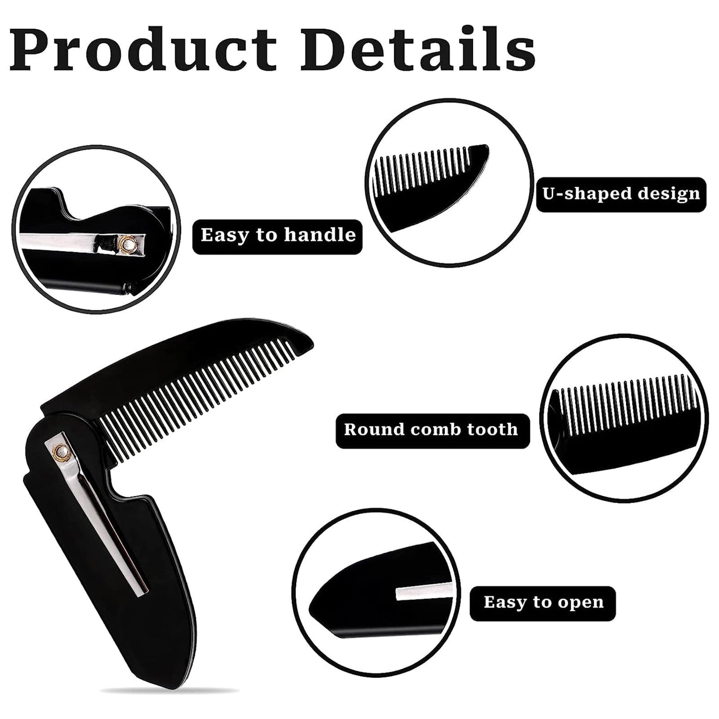 Folding Beard Comb With Mustache Comb Smooth Hair Comb Mens Small Pocket Comb For Men Beauty and Personal Care Vdaxvme