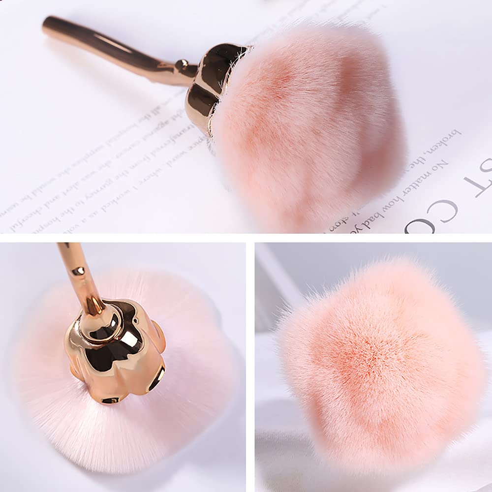 KuAoyoja Nail Art Dust Powder Remover, Pink Rose Soft Brush Acrylic Nail Arts Manicure Dust Cleaner Brush for Nail Trimming Cleaning Makeup Brush Beauty & Personal Care KuAoyoja