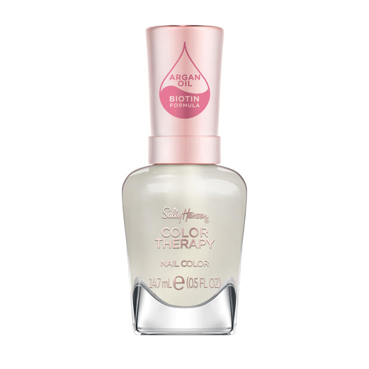 Sally Hansen Color Therapy Nail Polish | Biotin, Argan Oil, Long Lasting, Healthy Nails, Nail Strengthener, Sheer | 111 Fluer-t | Light Ivory Beauty & Personal Care Sally Hansen